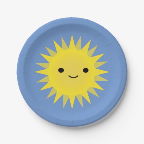 Cute Kawaii Smiling Sun Paper Plates