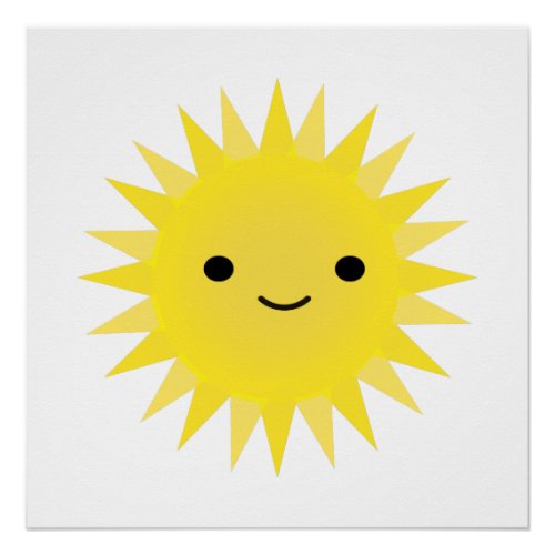 Cute Kawaii Smiling Sun Poster