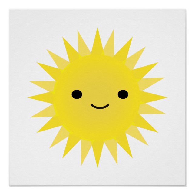 Cute Kawaii Smiling Sun Poster (Front)