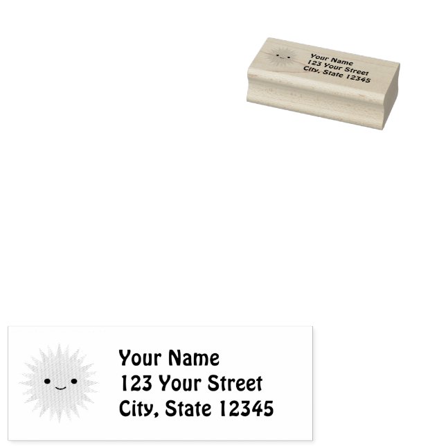 Cute Kawaii Smiling Sun  Rubber Stamp (Stamped)