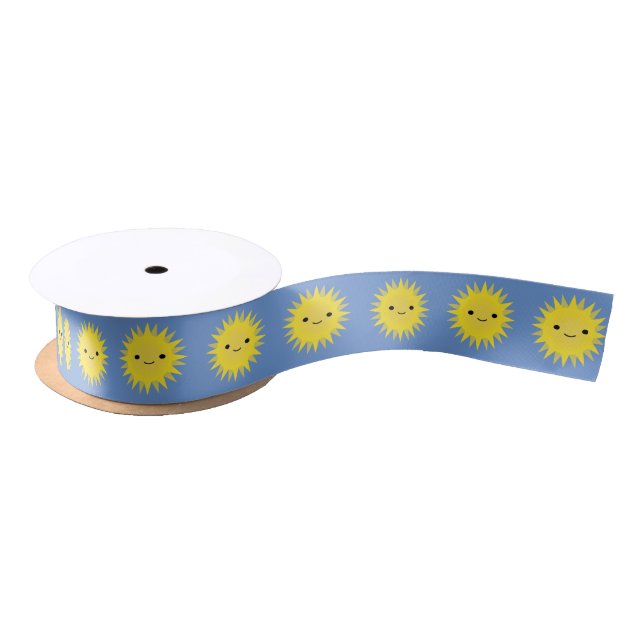 Cute Kawaii Smiling Sun Satin Ribbon (Spool)