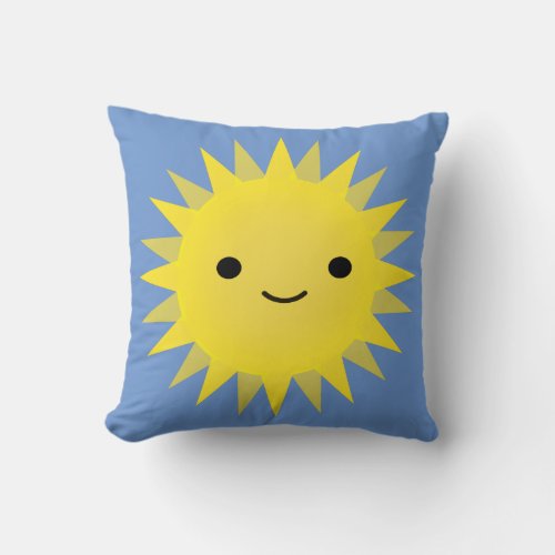 Cute Kawaii Smiling Sun Throw Pillow