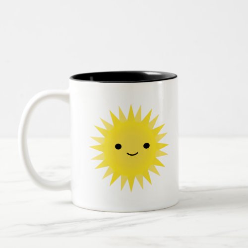 Cute Kawaii Smiling Sun Two_Tone Coffee Mug