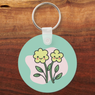 Cute Kawaii Smiling Yellow Flowers Acrylic Keychai Keychain