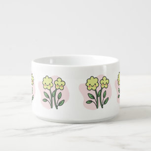 Cute Kawaii Smiling Yellow Flowers Ceramic Chili B Bowl