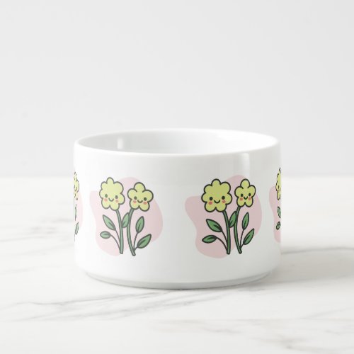 Cute Kawaii Smiling Yellow Flowers Ceramic Chili B Bowl