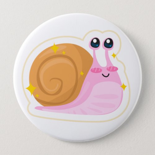 Cute Kawaii Snail Cartoon Drawing Button