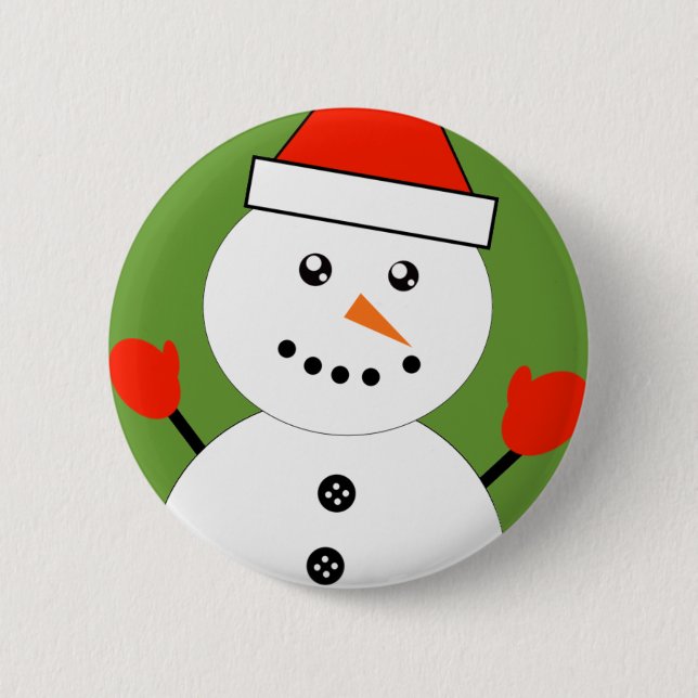 Cute Kawaii Snowman Pinback Button (Front)