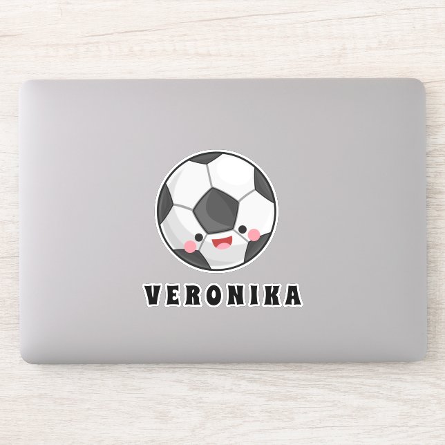 Cute Kawaii Soccer Ball & Girls Name Girly Sporty Sticker (Computer)