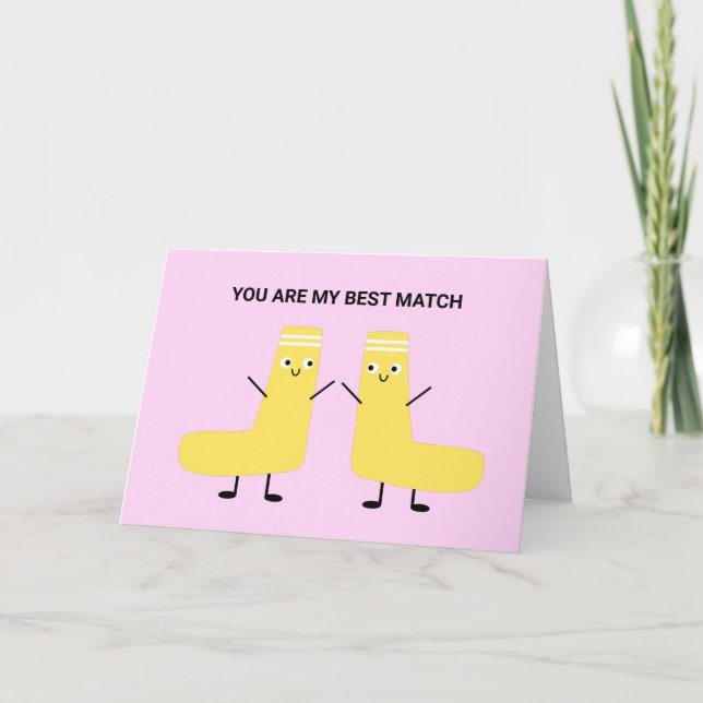 Cute Kawaii Sock Couple Pun Valentine Love    Card (Front)