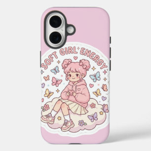 Cute Kawaii Soft Girl Energy Pastel Pink Phone iPhone 16 Case