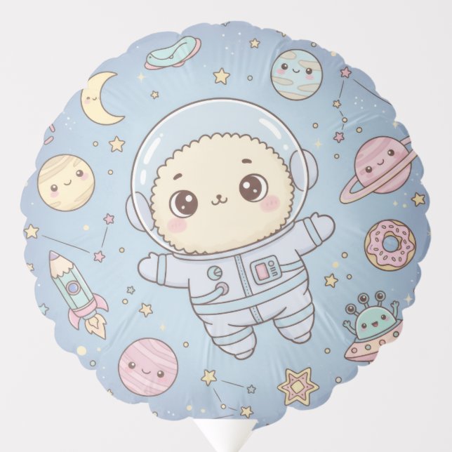 Cute Kawaii Space - Astronaut and Smiling Moon  Balloon (Front)