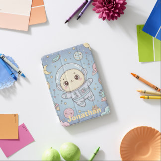 Cute Kawaii Space - Astronaut and Smiling Moon iPad Mini Cover