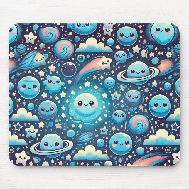 Cute Kawaii Space Pattern Mouse Pad (Front)