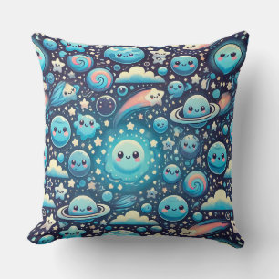Cute Kawaii Space Pattern Throw Pillow
