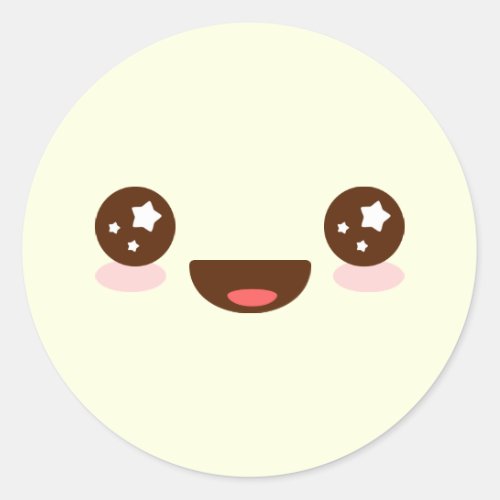 Cute Kawaii Sparkle faceïˆâÏâï Classic Round Sticker