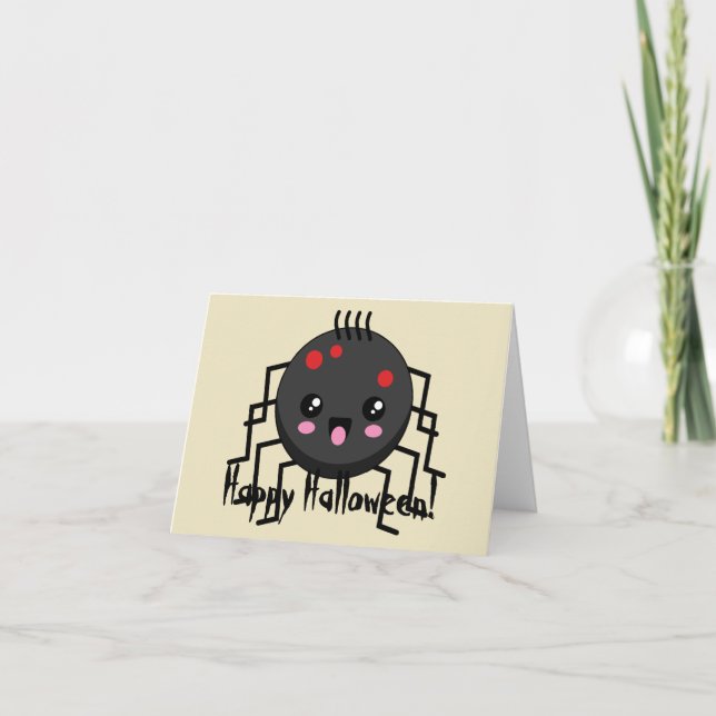 Cute Kawaii Spider Letterpress Thank You Card (Front)