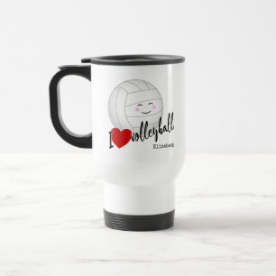 cute kawaii sports girls' "I love volleyball" Travel Mug
