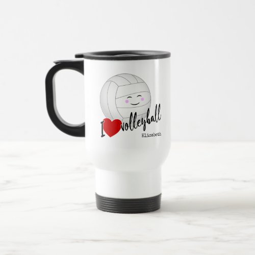 cute kawaii sports girls I love volleyball Travel Mug