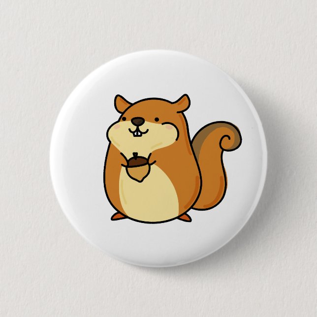 Cute Kawaii Squirrel Button (Front)