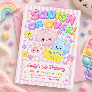 Cute Kawaii Squishies Girl Birthday Party Invitation