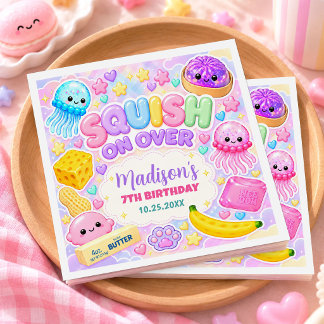 Cute Kawaii Squishies Girl Birthday Party Napkins