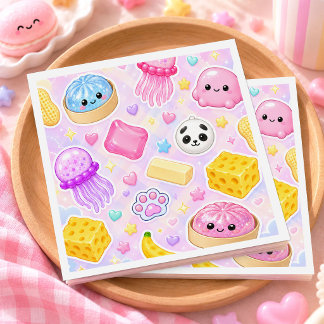 Cute Kawaii Squishies Girl Birthday Party Napkins