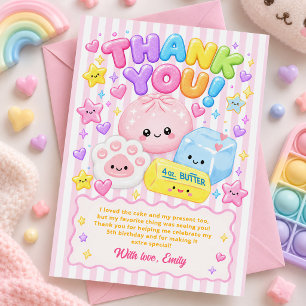 Cute Kawaii Squishies Girl Birthday Party Thank You Card