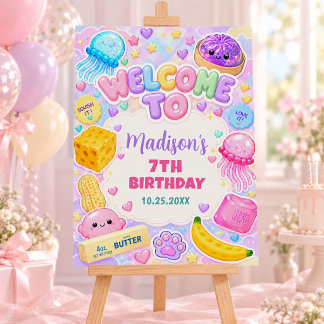 Cute Kawaii Squishies Girl Birthday Party Welcome Foam Board