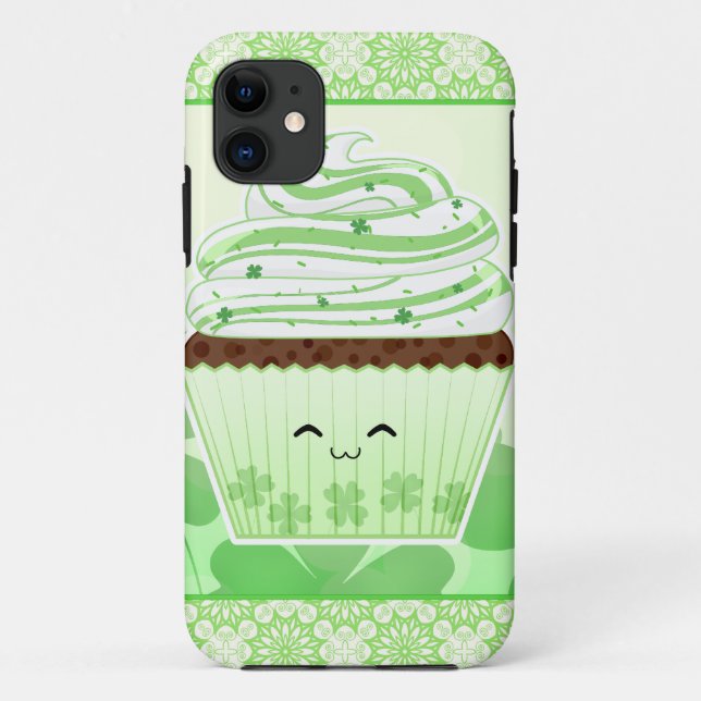 Cute kawaii St Patricks day cupcake Case-Mate iPhone Case (Back)