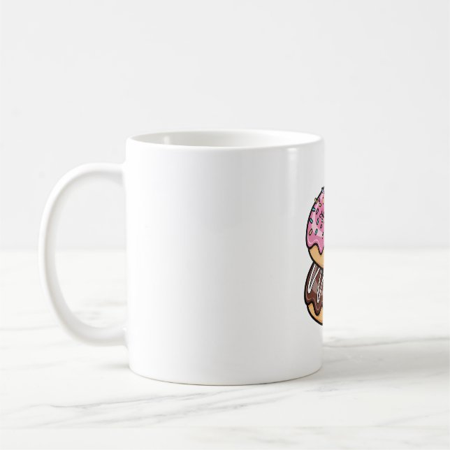 Cute Kawaii Stacked Donuts Illustration Coffee Mug (Left)