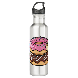 Cute Kawaii Stacked Donuts Illustration Stainless Steel Water Bottle