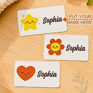 Cute Kawaii Star Flower Heart Personalized Name Labels