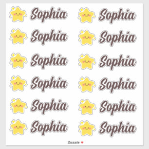 Cute Kawaii Star Personalized Name Sticker