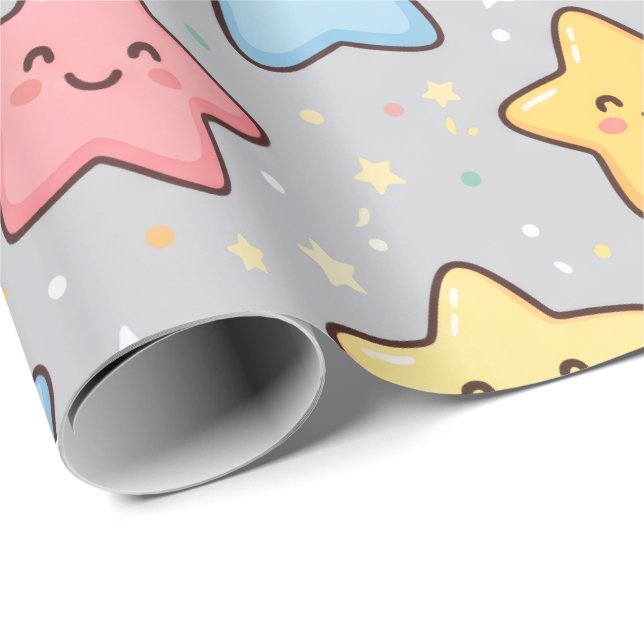 Cute Kawaii Star Seamless Pattern Wrapping Paper (Roll Corner)