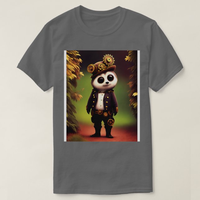 Cute Kawaii Steampunk Raccoon T-Shirt (Design Front)