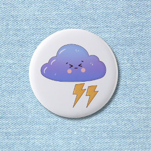 Cute Kawaii Storm Cloud  Button