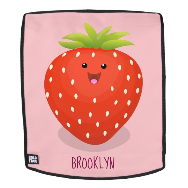 Cute kawaii strawberry cartoon illustration backpack (Removable Face)
