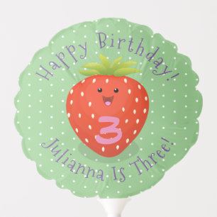 Cute kawaii strawberry cartoon illustration balloon
