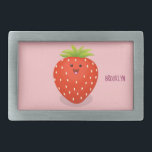 Cute kawaii strawberry cartoon illustration belt buckle<br><div class="desc">Berry cute! This sweet kawaii strawberry cartoon illustration is drawn in happy character style.</div>