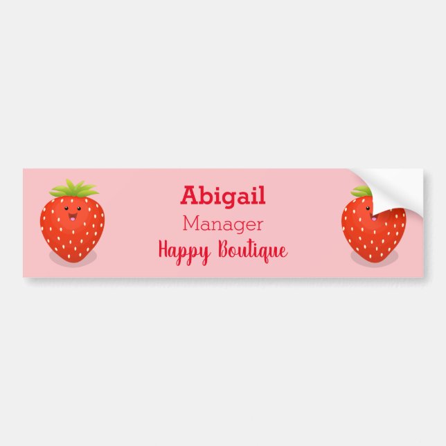 Cute kawaii strawberry cartoon illustration bumper sticker (Front)