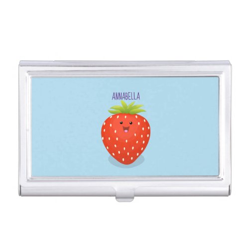 Cute kawaii strawberry cartoon illustration business card case