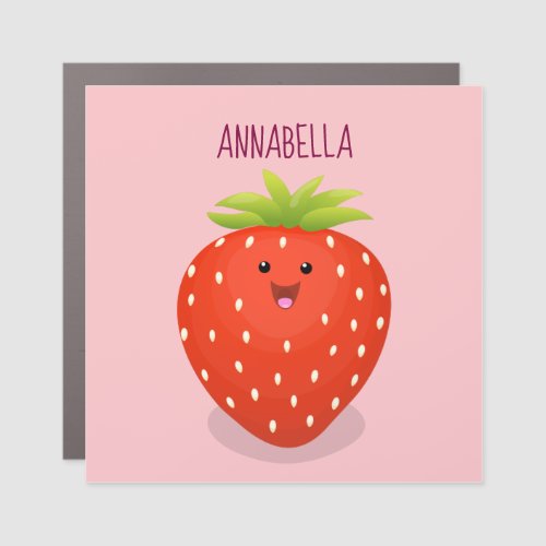 Cute kawaii strawberry cartoon illustration car magnet