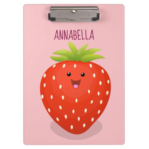 Cute kawaii strawberry cartoon illustration clipboard