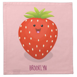 Cute kawaii strawberry cartoon illustration cloth napkin