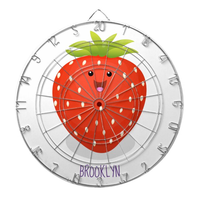 Cute kawaii strawberry cartoon illustration dart board (Front)