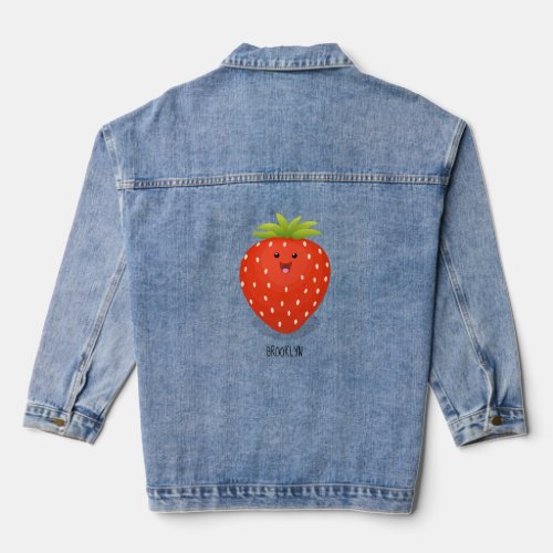 Cute kawaii strawberry cartoon illustration denim jacket
