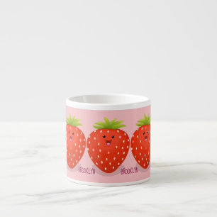 Cute kawaii strawberry cartoon illustration espresso cup