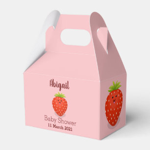 Cute kawaii strawberry cartoon illustration favor boxes