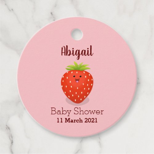 Cute kawaii strawberry cartoon illustration  favor tags